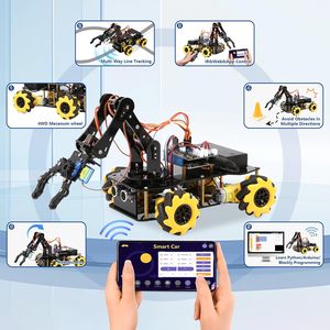 ACEBOTT 5DOF Smart Robot Arm Car Kit 4WD Fernbedienung Auto Arduino/Python/Block ly kompatibles STEM Education Science Coding Kit