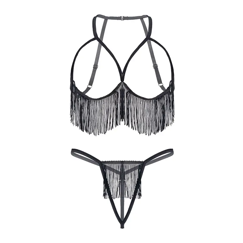 Lingerie Sexy da donna con linee drappeggiate e biancheria intima vuota aperta perizoma set di lingerie