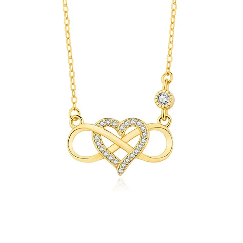 Ins Fashion – bijoux en argent Sterling 925 plaqué or Micro Pave CZ infinity love heart pendentif pour femmes
