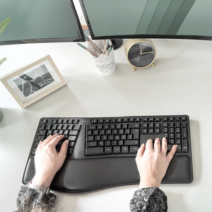 Business Office Ergonomic <strong>Keyboard</strong> with Wrist Rest USB Wired <strong>Keyboard</strong> 110 Keys Split <strong>Keyboards</strong> for PC <strong>Computer</strong> Notebook Laptop