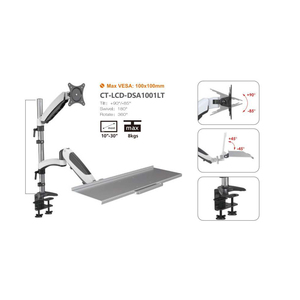 CHARMOUNT Single Monitor Arm Gas Spring Single Mount with <strong>Keyboard</strong> Tray <strong>Computer</strong> Hardware &amp; Software - Product Image 4