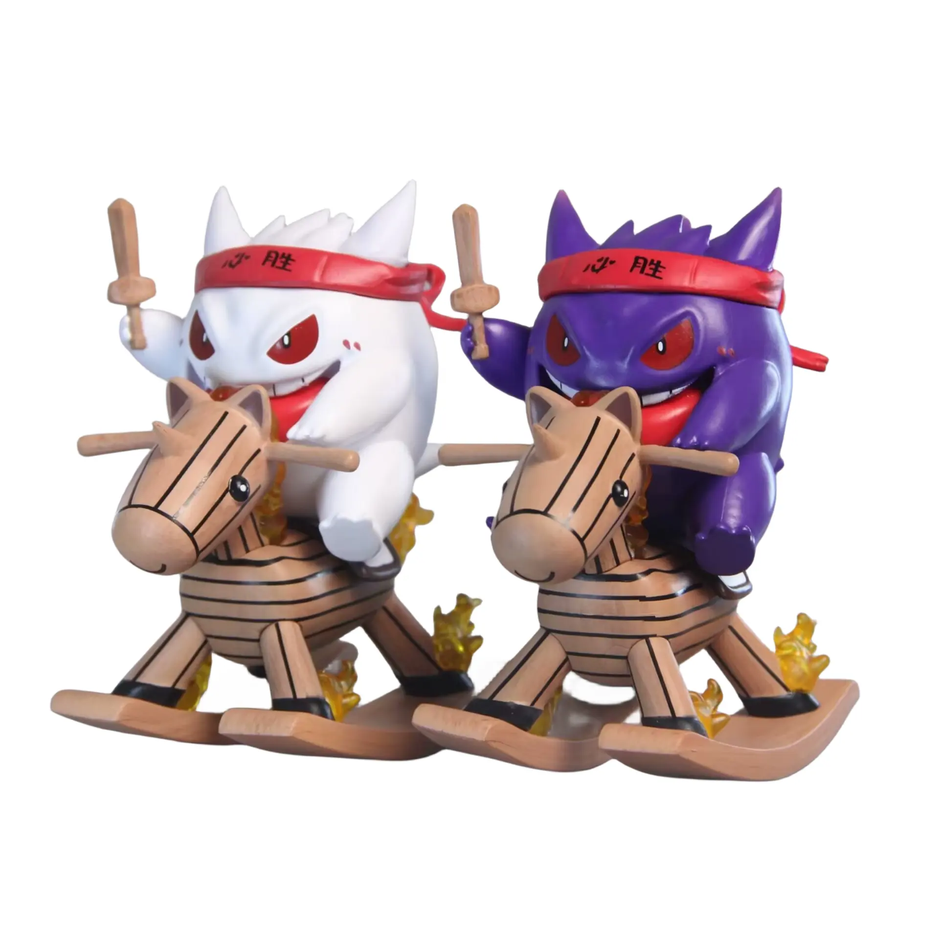 Nueva figura de dibujos animados caballo balancín gengar PVC monstruo caja de juguete ornamento anime Pokemone figura de acción