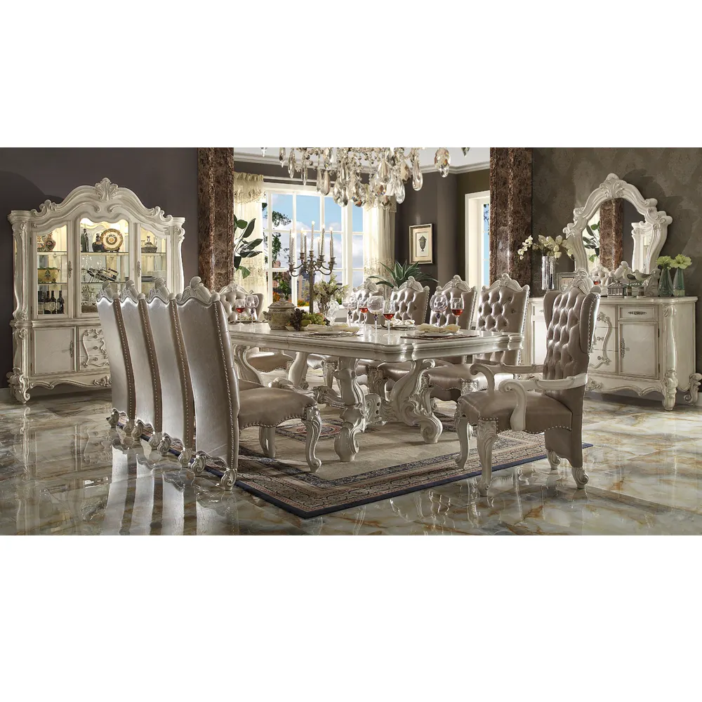 Klasik barok yemek masası ve sandalye seti ve el oyma yemek masası seti