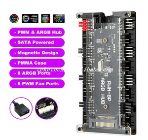 PWM ARGB8ポート12V4ピンファンおよび5V3ピンAURAワイヤレス赤外線リモコンLEDコントローラーハブ - Product Image 4