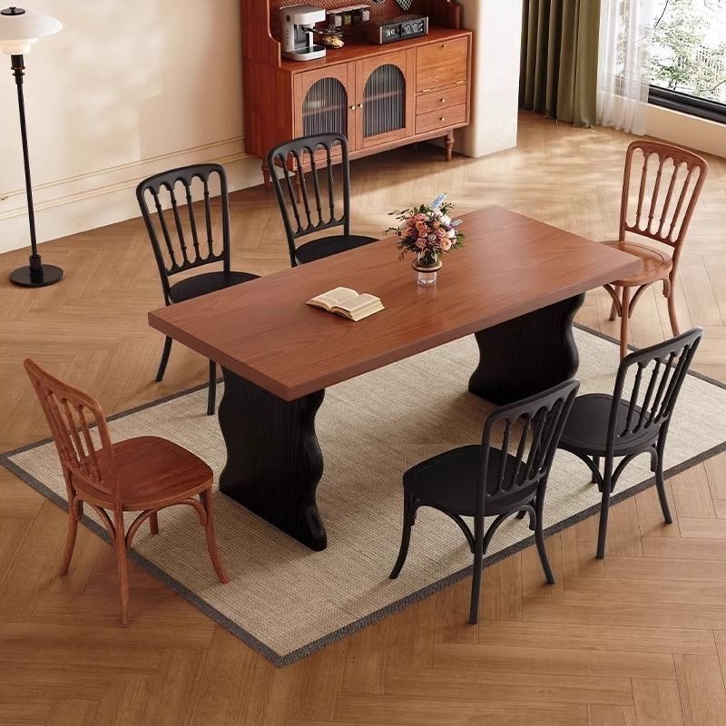 Table à manger en bois massif bicolore
