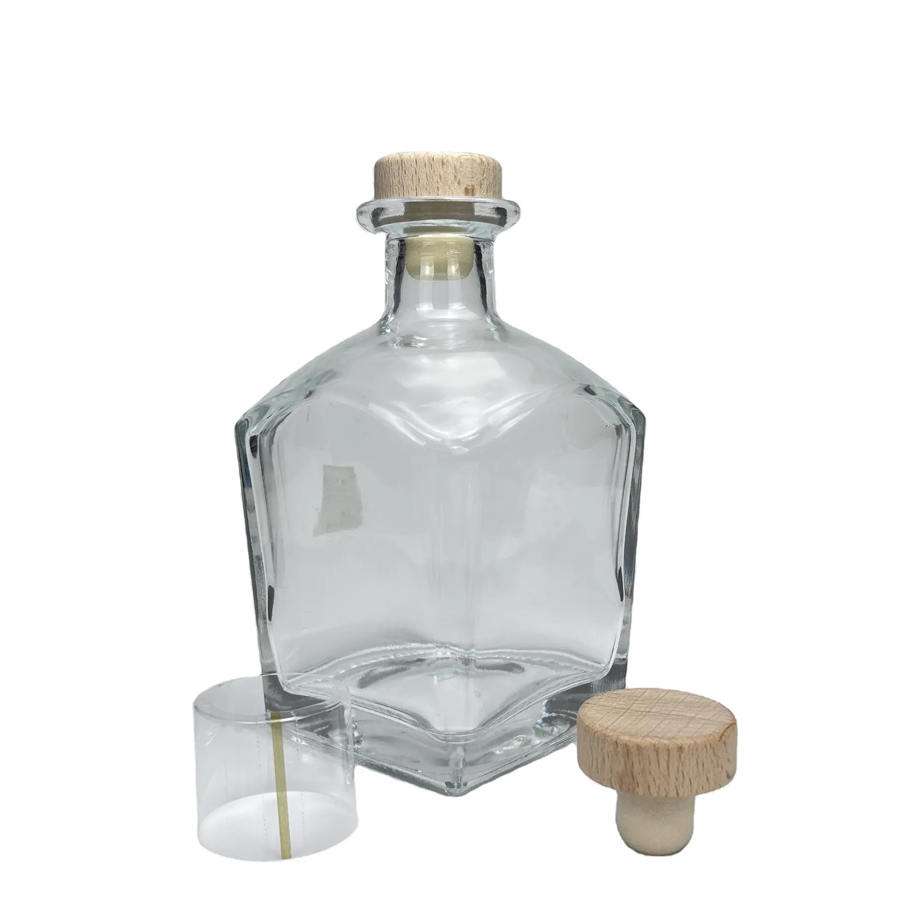 Atacado menor preço transparente vodka garrafa garrafa de vidro 750ml para vinho