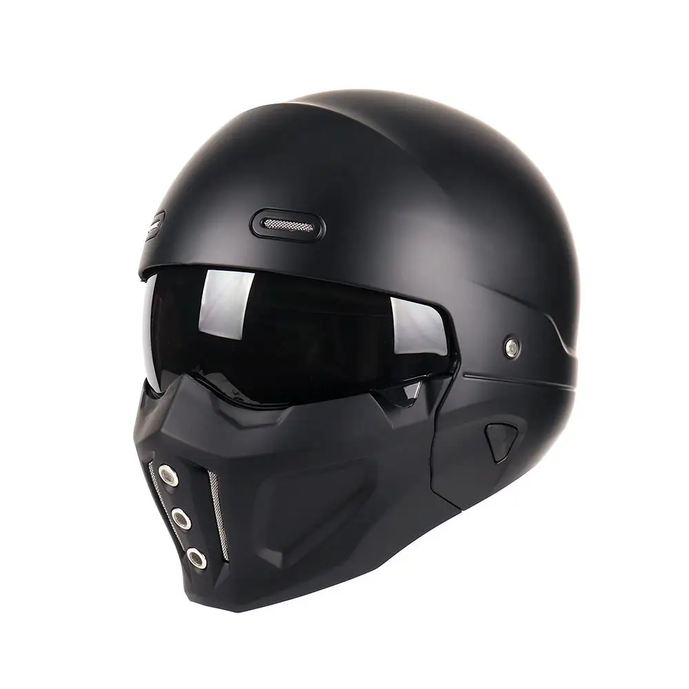 ABS Classic Motorcycle Accessories Flip Up Helmet With Detachable Mask Black Color