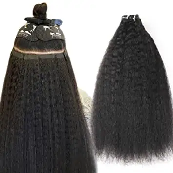 Vente en gros de cheveux brésiliens vierges invisibles bouclés, crépus et raides, ruban double dessiné, extensions de cheveux 100 cheveux humains
