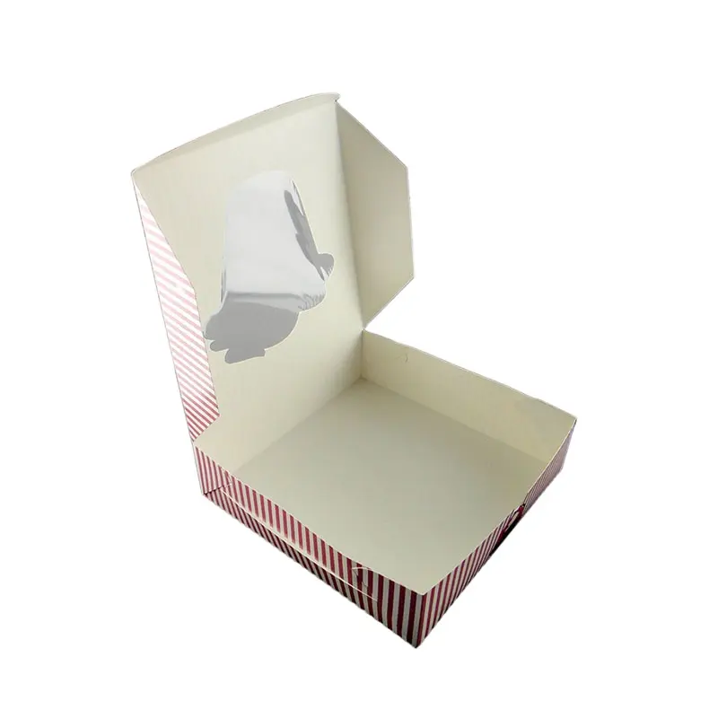 Caja de comida de boda rectangular, embalaje transparente con ventana, tablero de pastel, caja de pastel de cumpleaños, logotipo de tamaño personalizado respetuoso con el medio ambiente