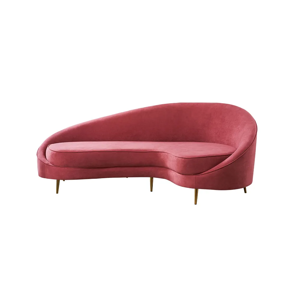 Bắc Âu phòng khách nhung vải sofa căn hộ nhỏ cho thuê phòng Beauty Salon tiếp tân cong couch C hình dạng còn lại Chaise