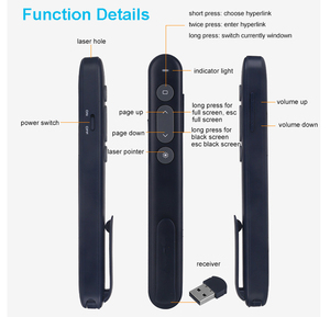Puntatori laser telecomandati USB RF Wireless 2.4G con penna presentatore laser rosso per puntatore PPT laser prestentatore - Product Image 5