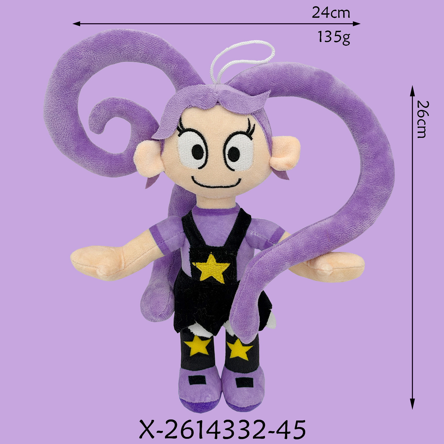 Fille aux cheveux longs et bouclés en vêtements violets
