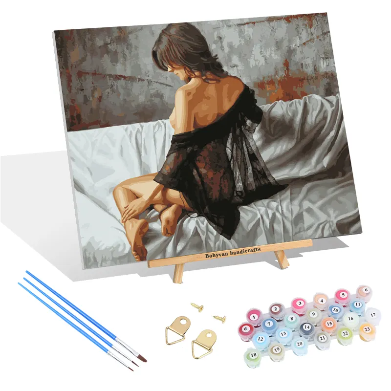 Popular oil painting wall art gift Diy hand-painted sexy beauty acrylic painting by numbers kits