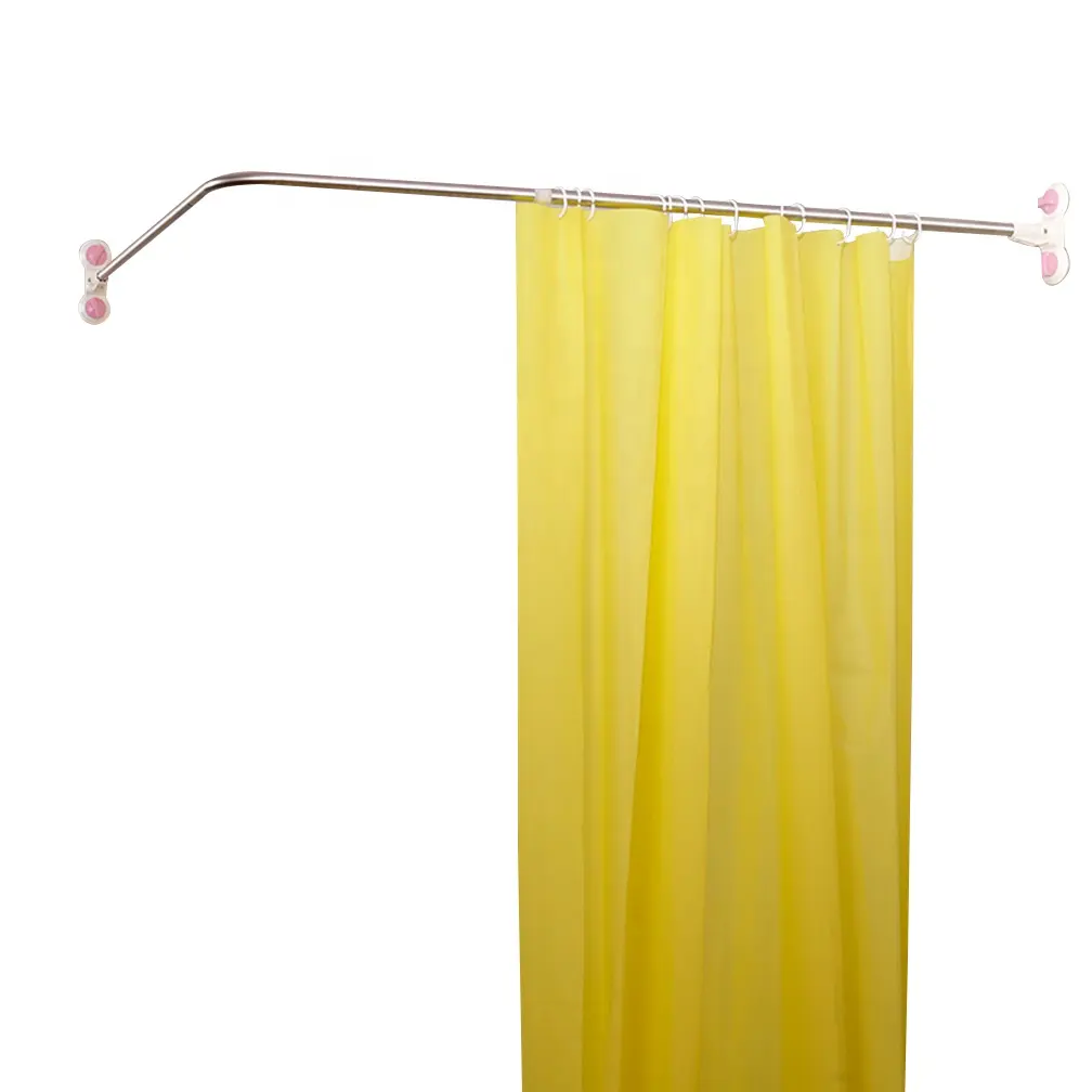 BAOYOUNI tringle à rideau de douche télescopique en forme de L en acier inoxydable Rail de douche réglable ventouse barre de baignoire sans perçage