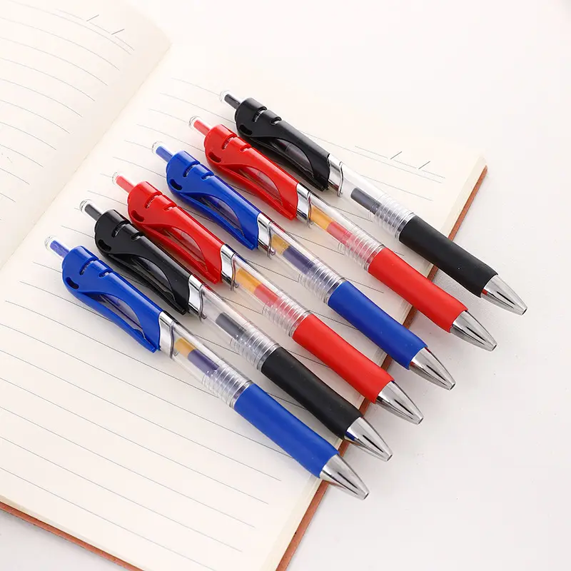ปากกาเจลแบบลูกกลิ้งหดได้ปากกาหมึกเจลสีดำสีน้ำเงินสีแดงขนาด0.5มม. แบบคลาสสิก