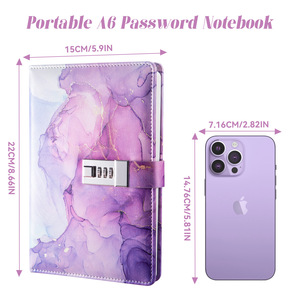 2024 el más nuevo cuaderno de diario de bloqueo A5 diario de contraseña único cuaderno privado cuaderno de puntos A5 forrado personalizado con cerradura - Product Image 5