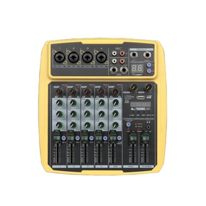 Professional <strong>6</strong> Channels Yellow Color <strong>Audio</strong> Mixer with Sound Card Usb <strong>Interface</strong> - Product Image 1