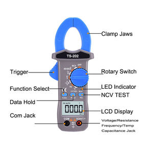 Venta al por mayor eléctrico TS202 4000 dígitos pantalla LCD rango Manual corriente CA pinza amperimétrica Digital con temperatura de frecuencia NCV - Product Image 3