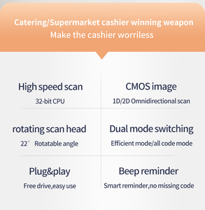 High Speed <strong>QR</strong> <strong>Code</strong> Reader USB Desktop Hands Free Omni Directional 2D Barcode Scanner - Product Image 3