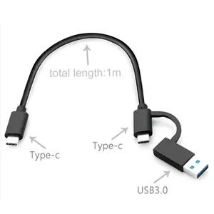10Gbps ซิงค์ข้อมูล USB A/C 3.0 ถึง USB ประเภท C สําหรับแล็ปท็อปแท็บเล็ต 2 ใน 1 สาย USB C ชาร์จเร็ว - Product Image 5