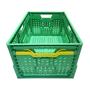 Supermarket Ventilated <strong>Stack</strong> <strong>and</strong> <strong>Nest</strong> Container Fruit Foldable Vegetable Egg Transport Basket Bins Plastic Vegetable <strong>Crate</strong>
