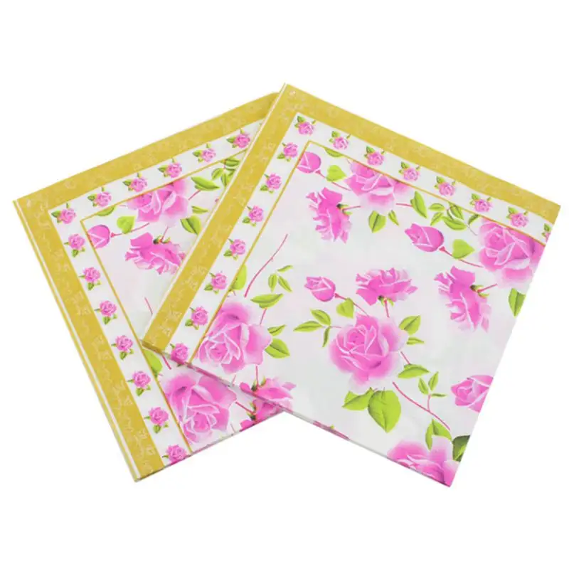 33x3 3cm 1/4 falten Luncheons Paper Napkins Birthday Wedding Rose Flower Decoupage Festive Party Printed Paper Napkin