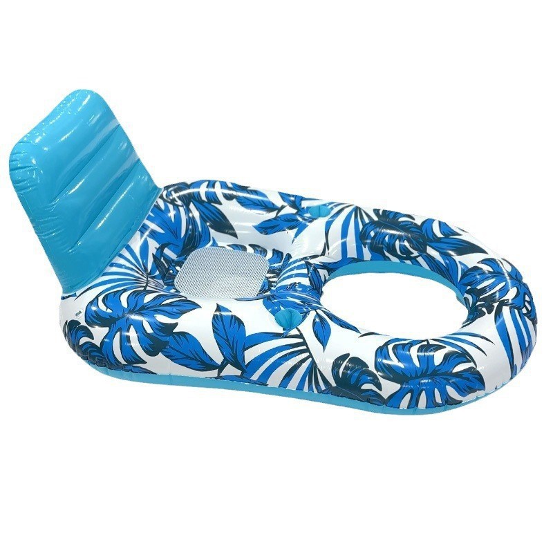 Fila flotante reclinable con patrón de hojas inflable