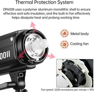 Godox DP600II 600W GN80专业工作室闪光灯鲍恩斯安装闪光灯，带150W发光二极管造型灯 - Product Image 2