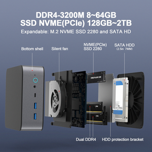 Mini PC Serie 2,5 CPU Atom C3558 C3758R C3808, 10G SFP +/G LAN/Consola/VGA, Qotom Mini Server/ Router Firewall - Product Image 5