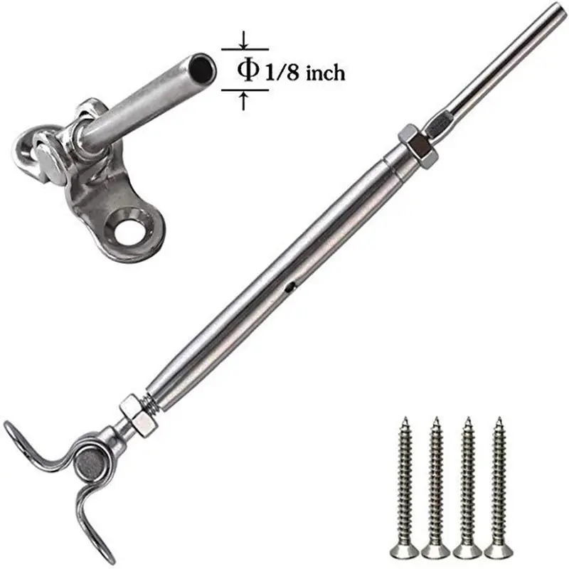 สแตนเลส 180 องศาปรับ 1/8 นิ้วราวบันไดชุด Turnbuckles พร้อมดาดฟ้าสลับมือ Swage