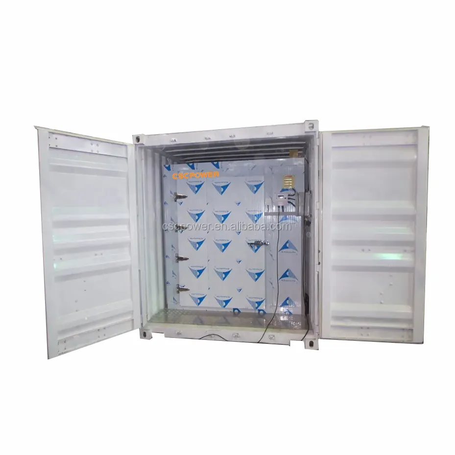 Vente de fournisseur de mini chambre froide de 10 pieds Conteneur solaire Unité de compresseur de réfrigération commerciale Congélateur froid Salle de stockage pour la viande