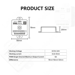 SP630E светодиодный контроллер все в одном для DC 5-24 В Макс 12А Пиксельная лампа 5CH PWM сигнал Одноцветный CCT RGB RGBW RGBCCT - Product Image 4