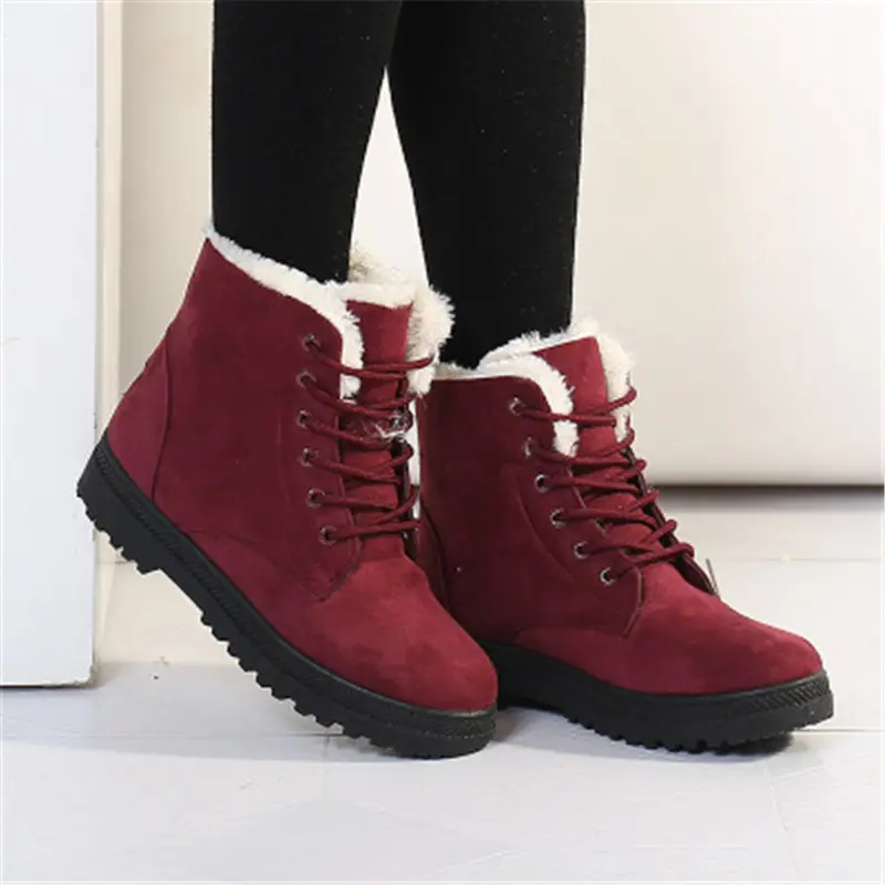 Botas de nieve de invierno para mujer, botines con plantilla de felpa de piel que mantiene el calor, zapatos a la moda, zapatillas, R1562, 2020