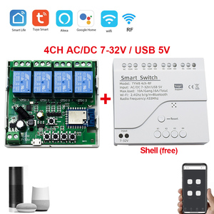 Tuya Smart Fernbedienung Wifi Wireless Switch Modul 4CH DC AC 7V 12V 24V 32V Zoll Selbstsicher nde RF Empfangs 10A Relais - Product Image 2