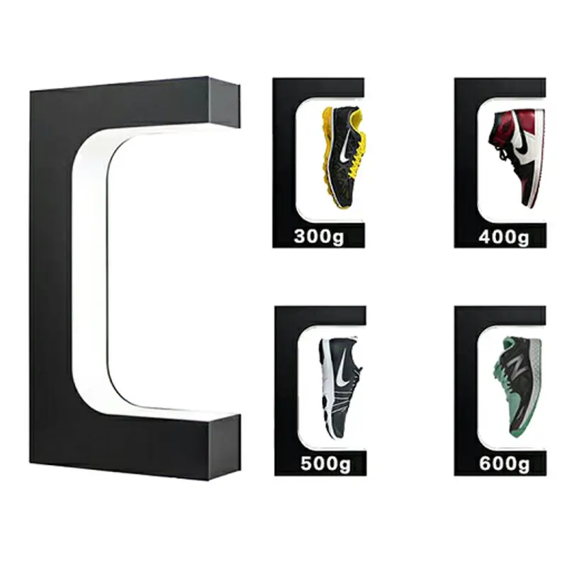 Personalizar logotipo e embalagem de sapatos flutuantes de levitação magnética giratória, prateleiras de exibição de tênis