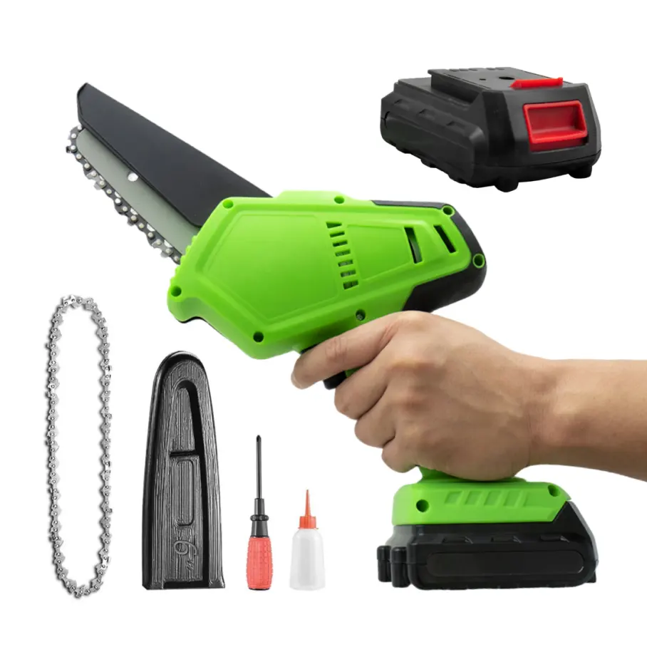 Household Mini Electric Chain Saw Rechargeable Lithium Battery Electric Garden Tool Wood Cutting Machine Pruning Electric Saw