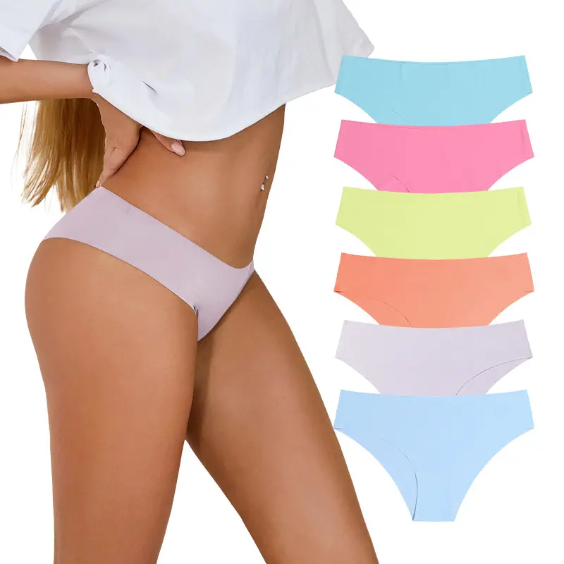 Sexy Low-Waist High Elastic Spandex Comfortable Tangas Invisible Seamless Women Bikini Silk Panty Sexy Thongs Underwear