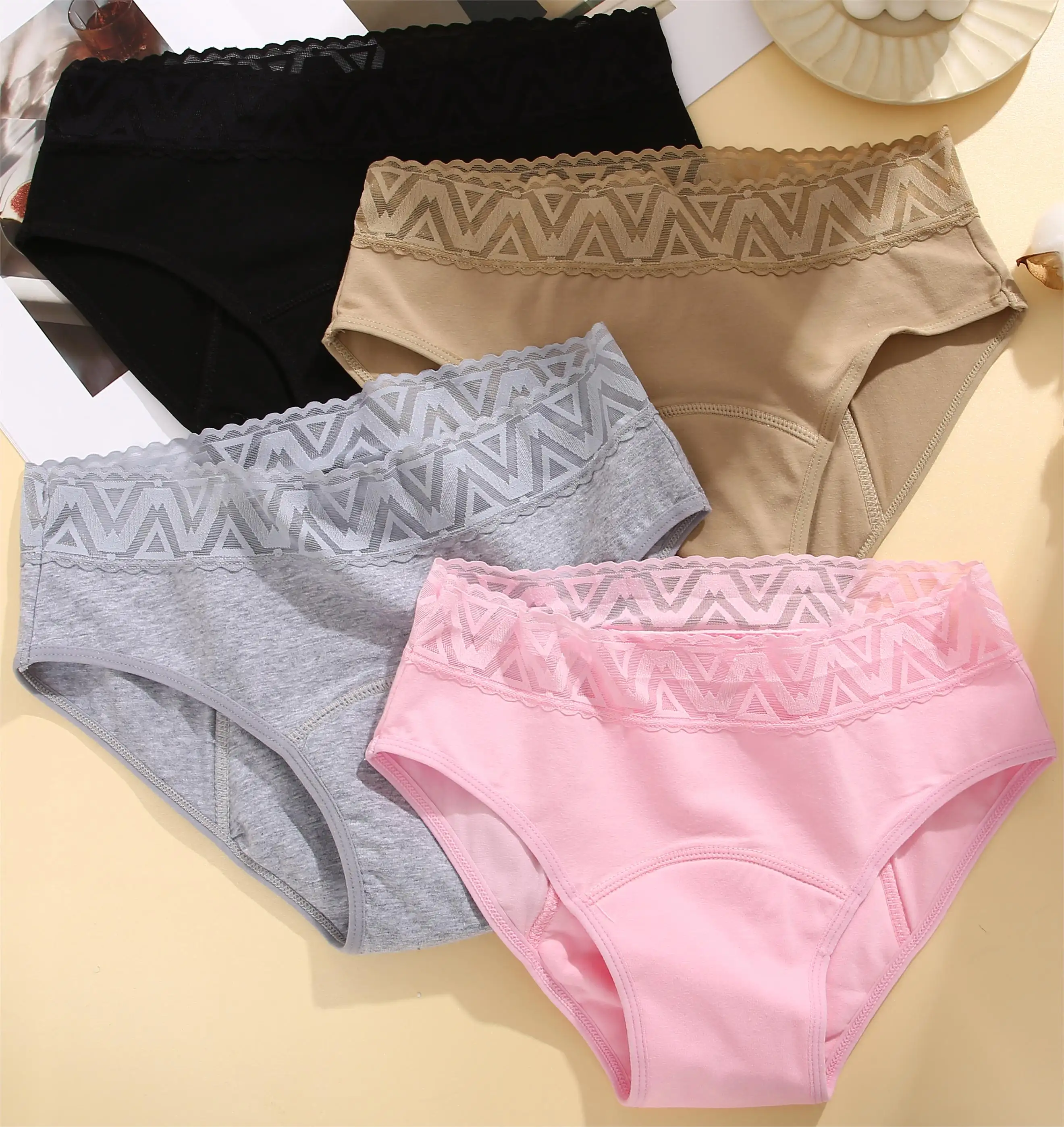 FINETOO 2023 Calcinhas Senhoras Algodão Mid-Cintura Lace Sexy Thongs para As Mulheres Cuecas Diárias Macias Confortáveis