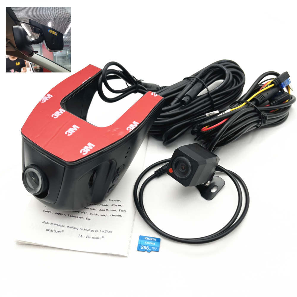 Cámara DVR para coche de 2 lentes 4K+1080P, 256G