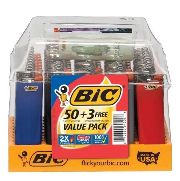 Encendedores BIC J26 Paquete de 53 Lote al por mayor Encendedor de bolsillo desechable clásico BIC J25 J26 Mezcla de colores