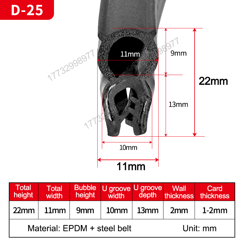 D-25 (22mm high, 11mm wide)