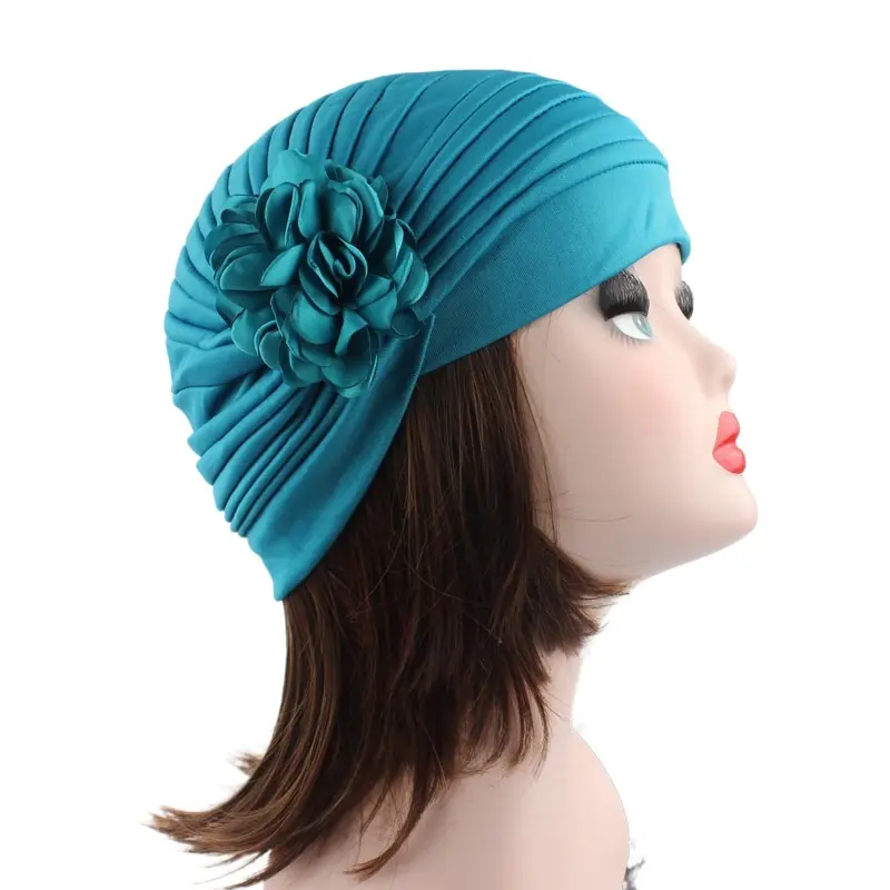 Wholesale Women Muslim Solid Flowers Cancer Chemo Hat Turban Headbands Hair Loss Wrap Cap