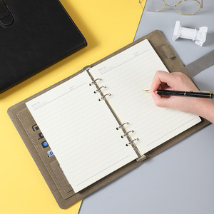 Luxury PU Cover Refillable Custom Ring Binder A5 Loose Leaf Leather Journal Diray <strong>Notebook</strong> <strong>With</strong> Pen <strong>Insert</strong> Position - Product Image 6
