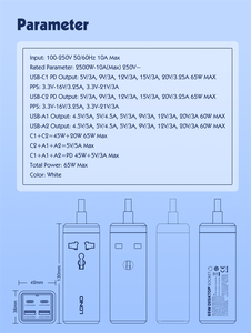 LDNIO SC1418 Power Extension <strong>With</strong> PD 65W <strong>Multi</strong> <strong>Function</strong> Charger Adapter Extension Cable <strong>Socket</strong> Electric 4 <strong>USB</strong> Power Strip - Product Image 6
