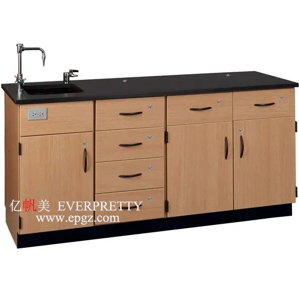 Gute Qualität Langer Labor tisch mit Waschbecken Hot Sales School Holz Praktische Labor möbel Set