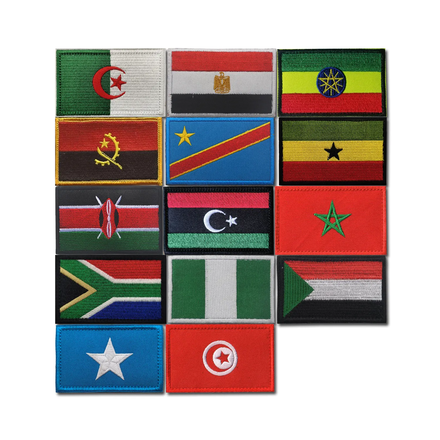 Insignia de moral de la bandera africana, parche bordado de gancho y bucle, precio de fábrica