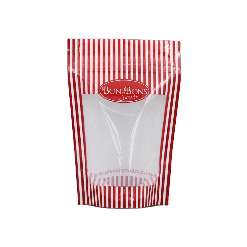 Saco de embalagem plástica feita sob encomenda, ziplock reutilizável para porcas de popcorn, frutas secas, embalagem de doces