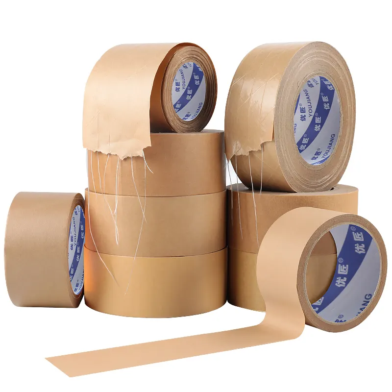 U Jiang Verzending Kartonnen Afdichting Verpakking Waterdichte Kartonnen Doos Kraftpapier Rubber Custom Wrap Tape Voor Kartonnen Afdichting