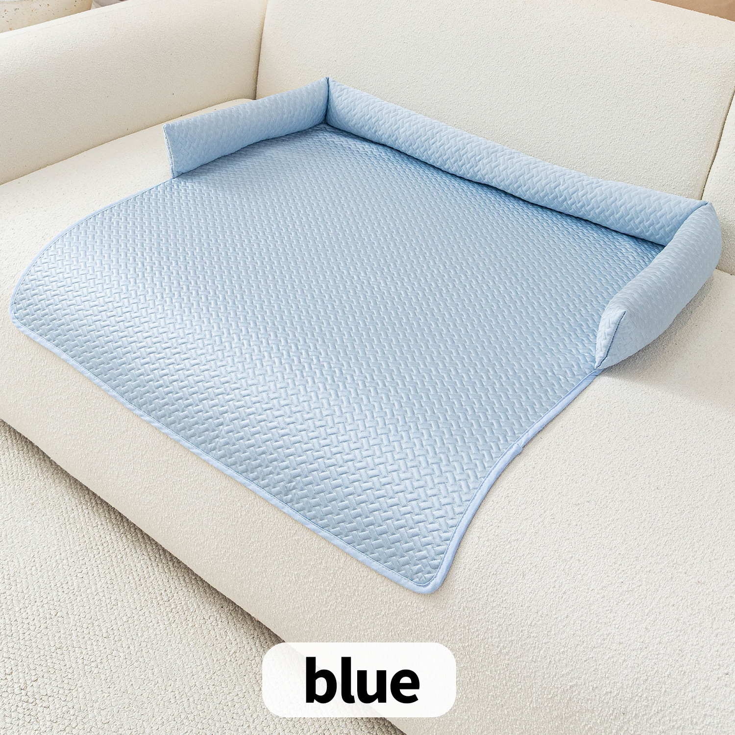 Tapis pour animaux de compagnie tissé en soie glacée - Bleu ciel