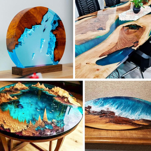 桌面环氧树脂水晶透明高光自流平液体环氧树脂木河桌 - Product Image 6